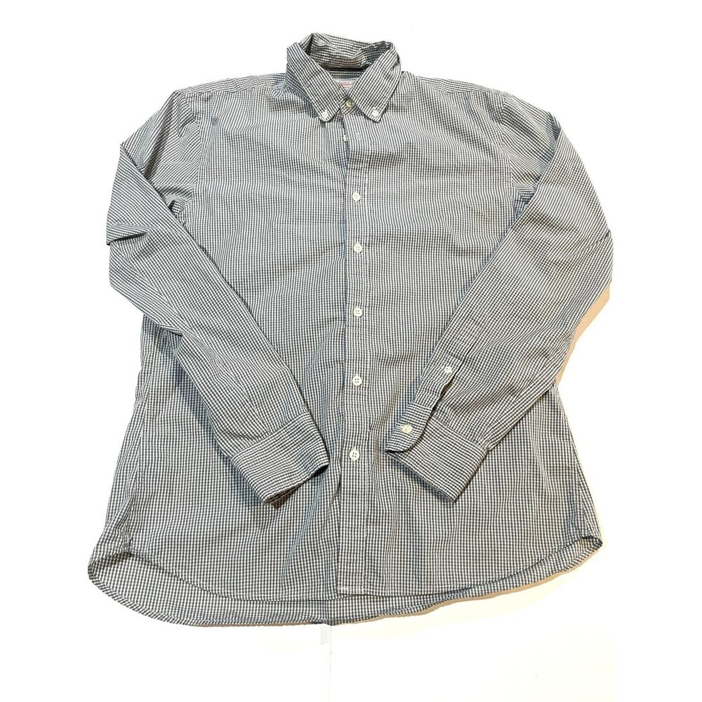 J. Press Gray & White Check Button Down Shirt Medium Classic Luxury